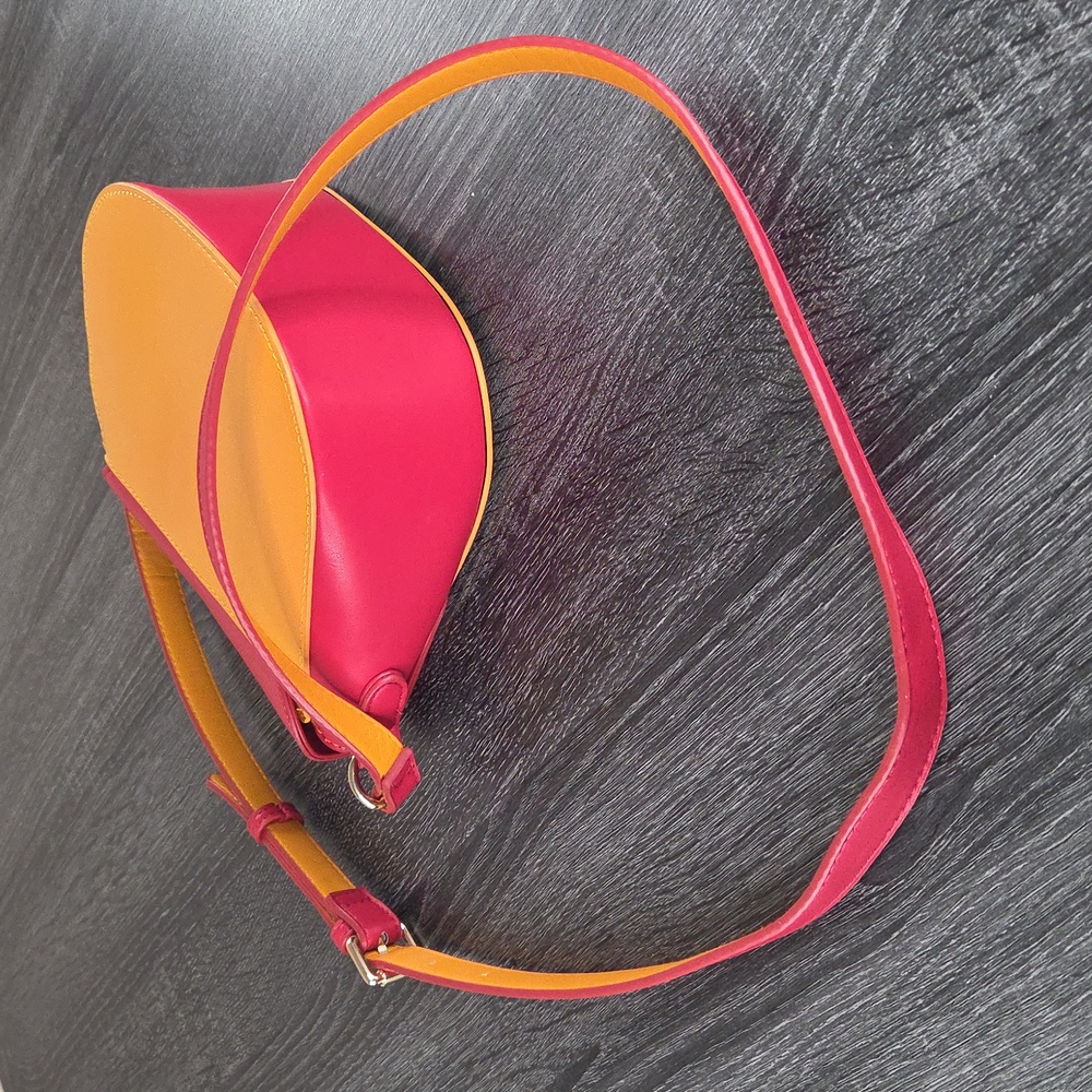 Sassy Jones Color Block Bold Orange/Red Cross Body Bag/ Purse EUC Woman Owned - Picture 9 of 16